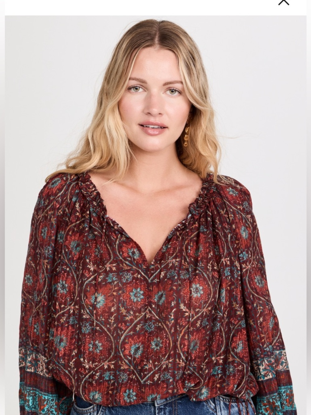 Ulla Johnson Silva Boho Blouse Pomegranate Rust Floral